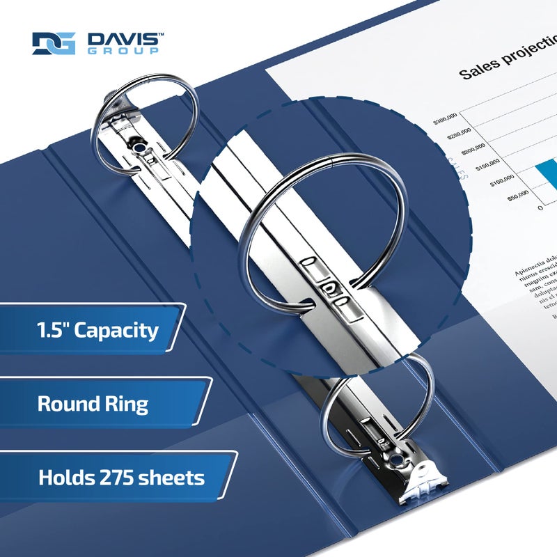 Davis Group Easyview Premium 3-Ring Binders with Clear-View Covers and Round Rings, Binders for School or Office, 1.5 Inch, Pack of 6, Royal Blue - Image 2